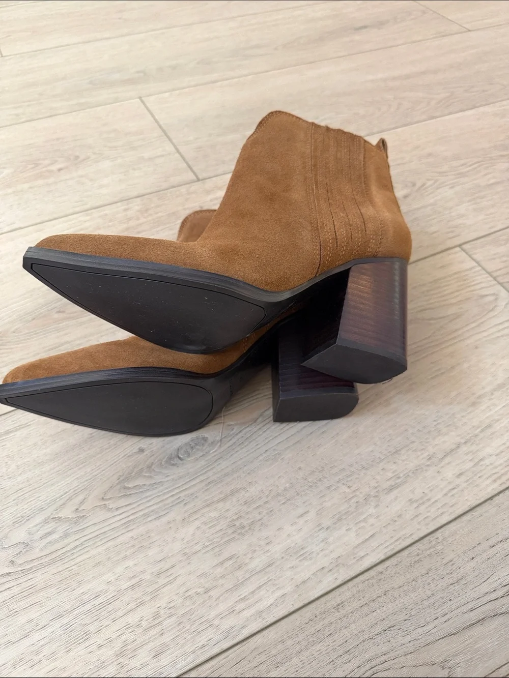 Marc Fisher Tan Suede Pointed Toe Ankle Booties